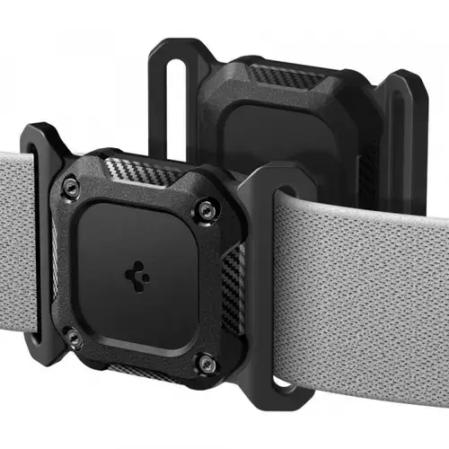Zgarda Animal Companie cu Suport Spigen Tough Armor pentru Apple AirTag, Neagra