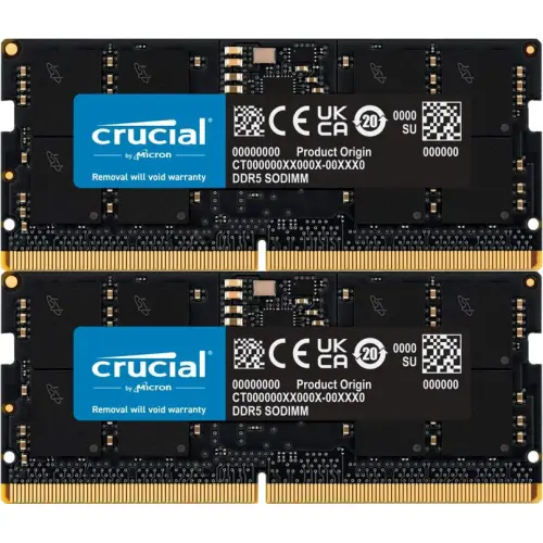 Kit Memorii SO-DIMM Crucial CT2K64G56C46S5, 128 GB, DDR5-5600 MHz, CL 46, Dual Channel