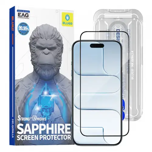 Folie de protectie Ecran Blueo Sapphire Applicator Pro pentru Apple iPhone Air, Sticla Securizata, Full Glue