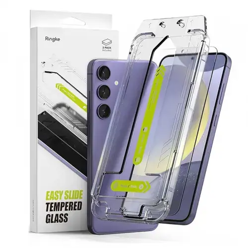 Folie de protectie Ecran Ringke Easy Slide pentru Samsung Galaxy S25 FE, Sticla Securizata, Full Glue, Set 2 bucati