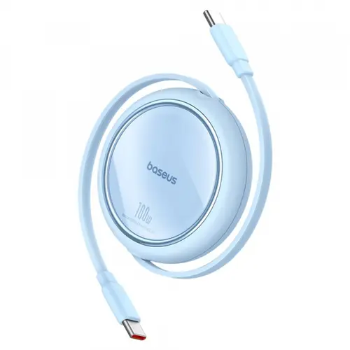 Cablu Date si Incarcare USB-C - USB-C Baseus Free2Draw Mini Retractable P10364500311-00, 100W, 1m, Albastru