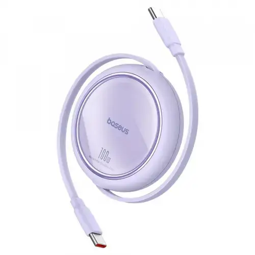 Cablu Date si Incarcare USB-C - USB-C Baseus Free2Draw Mini Retractable P10364500511-00, 100W, 1m, Mov