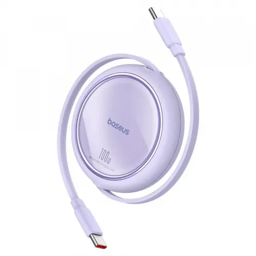 Cablu Date si Incarcare USB-C - USB-C Baseus Free2Draw Mini Retractable P10364500511-00, 100W, 1m, Mov