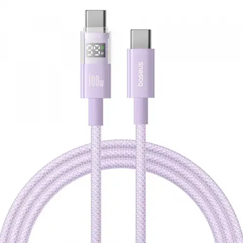 Cablu Date si Incarcare USB-C - USB-C Baseus Display 2 P10382702511-01, 100W, 2m, Mov