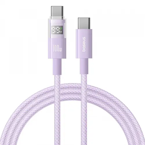 Cablu Date si Incarcare USB-C - USB-C Baseus Display 2 P10382702511-01, 100W, 2m, Mov