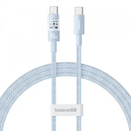 Cablu Date si Incarcare USB-C - USB-C Baseus Gem P10373000311-00, 100W, 1m, Albastru