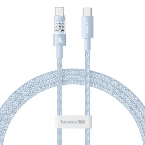 Cablu Date si Incarcare USB-C - USB-C Baseus Gem P10373000311-00, 100W, 1m, Albastru