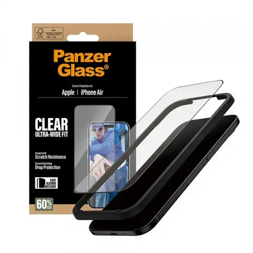 Folie de protectie Ecran PanzerGlass Ultra-Wide Fit EasyAligner pentru Apple iPhone Air, Sticla Securizata, Full Glue