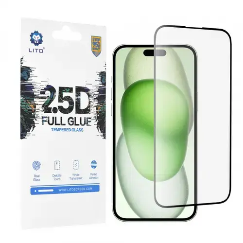 Folie de protectie Ecran Lito pentru Apple iPhone 15 Plus, Sticla Securizata, Full Glue, 2.5D