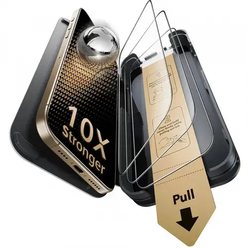 Folie de protectie Ecran ESR Corning UltraFit pentru Apple iPhone 17 Pro, Sticla Securizata, Full Glue, Set 3 bucati