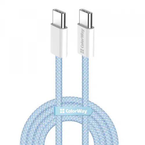 Cablu Date si Incarcare USB-C - USB-C ColorWay CW-CBPDCC061, 60W, 1m, Albastru