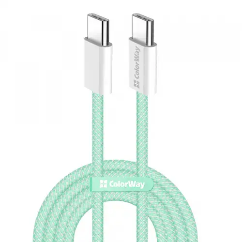 Cablu Date si Incarcare USB-C - USB-C ColorWay CW-CBPDCC061, 60W, 1m, Verde