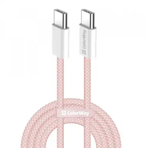 Cablu Date si Incarcare USB-C - USB-C ColorWay CW-CBPDCC061, 60W, 1m, Roz
