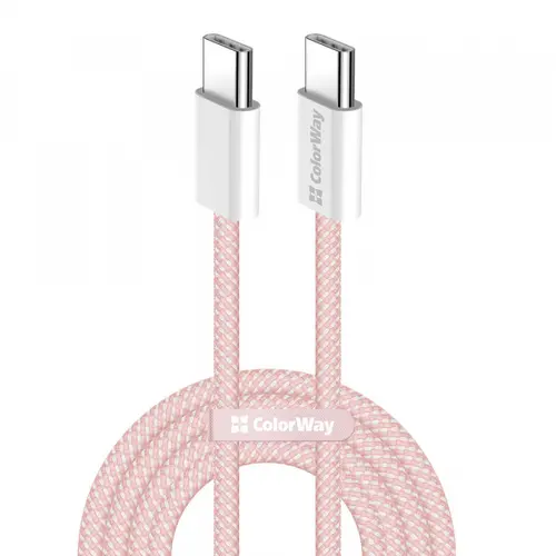 Cablu Date si Incarcare USB-C - USB-C ColorWay CW-CBPDCC061, 60W, 1m, Roz