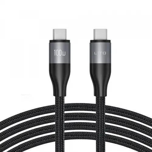 Cablu Date si Incarcare USB-C - USB-C Lito LD23CC, 100W, 1m, Gri