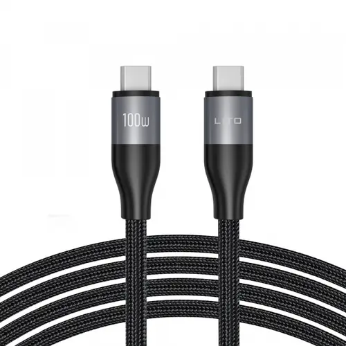 Cablu Date si Incarcare USB-C - USB-C Lito LD25CC, 100W, 2m, Gri