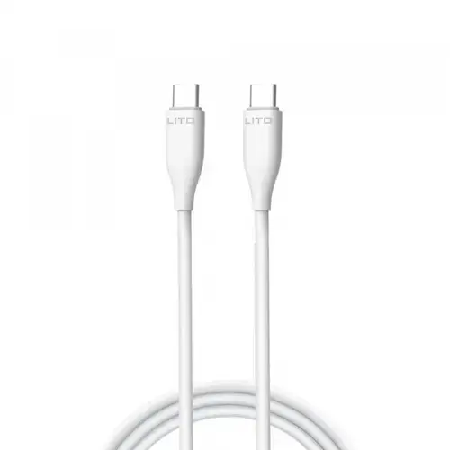 Cablu Date si Incarcare USB-C - USB-C Lito LD03, 60W, 1m, Alb