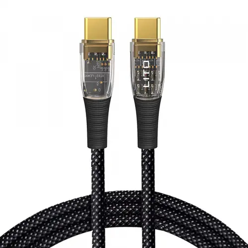 Cablu Date si Incarcare USB-C - USB-C Lito LD01, 60W, 1.2m, Negru