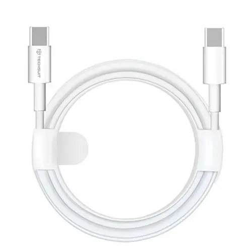 Cablu Date si Incarcare USB-C - USB-C Techsuit PCB130, 60W, 1m, Alb