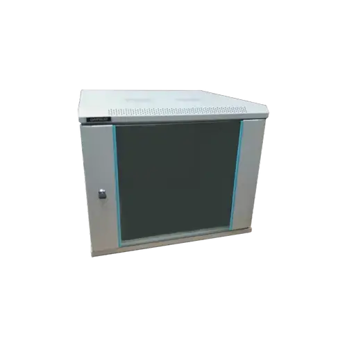 Rack 6U 600x600 DATEUP RAL 7035, montare pe perete, usa din sticla, panouri laterale detasabile si securizate, dezasamblat