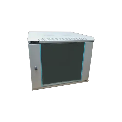 Rack 6U 600x600 DATEUP RAL 7035, montare pe perete, usa din sticla, panouri laterale detasabile si securizate, dezasamblat