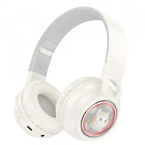 Casti Stereo Wireless HOCO W50 Kids Cute Cat, Bluetooth, A2DP, Alb