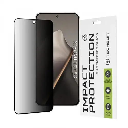 Folie de protectie Ecran Privacy Techsuit pentru Xiaomi 15T, Sticla Securizata, Full Glue, 111D