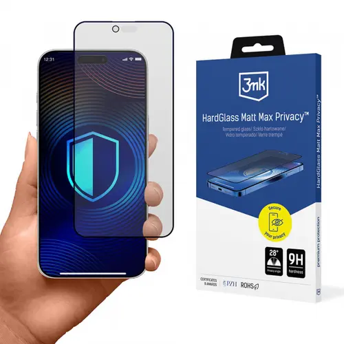 Folie de protectie Ecran Matte Privacy 3MK HardGlass Max pentru Apple iPhone Air, Sticla Securizata, Full Glue