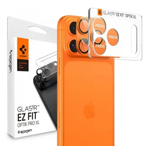 Folie de protectie Camera Spate Spigen GlastR EZ FIT Optik Pro pentru Apple iPhone 17 Pro Max, Sticla Securizata, Set 2 bucati