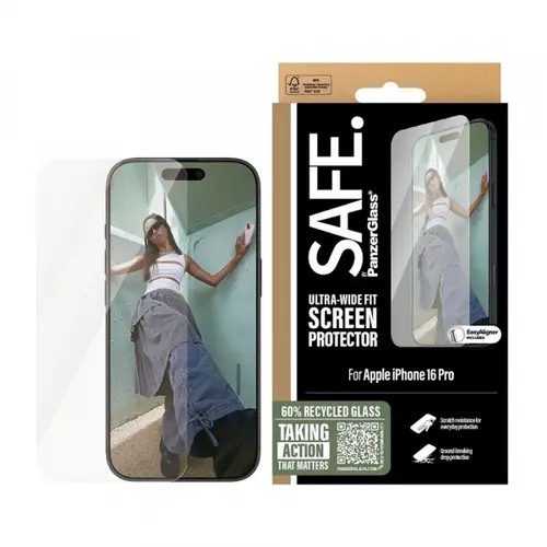 Folie de protectie Ecran PanzerGlass Safe. Ultra-Wide Fit pentru Apple iPhone 16 Pro, Sticla Securizata, Full Glue
