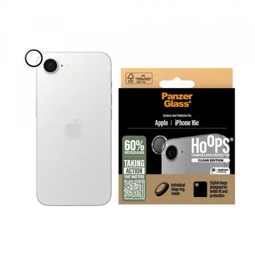 Folie de protectie Camera Spate PanzerGlass Hoops pentru Apple iPhone 16e, Sticla Securizata