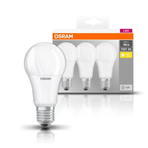 Set 3 becuri Led Osram, E27, 14W, 1521 lumeni, 2700K, durata de viata 10.000 ore, clasa energetica A++