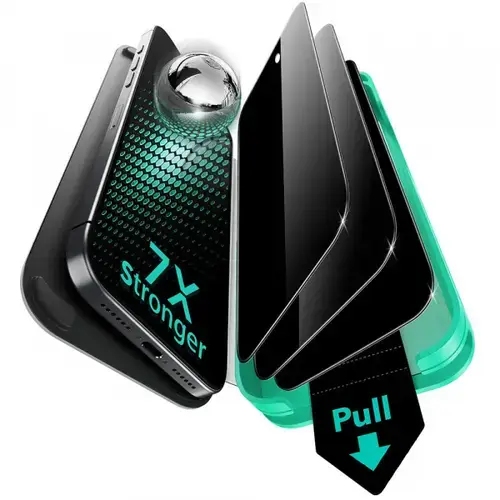Folie de protectie Ecran Privacy ESR Armorite UltraFit pentru Apple iPhone 17 Pro, Sticla Securizata, Full Glue, Set 3 bucati