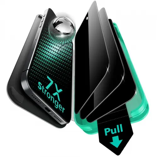 Folie de protectie Ecran Privacy ESR Armorite UltraFit pentru Apple iPhone 17 Pro, Sticla Securizata, Full Glue, Set 3 bucati