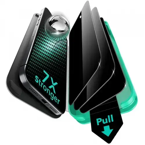 Folie de protectie Ecran Privacy ESR Armorite UltraFit pentru Apple iPhone Air, Sticla Securizata, Full Glue, Set 3 bucati