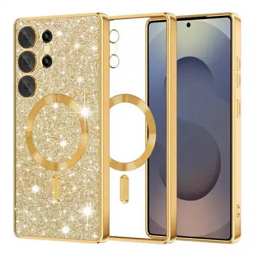 Husa MagSafe pentru Samsung Galaxy S25 Ultra S938, Techsuit, Luxury Glitter, Aurie