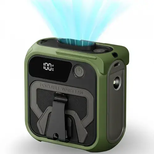 Ventilator Portabil Techsuit Z13 cu baterie externa 10000mAh, Verde