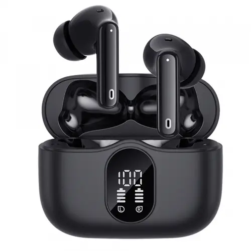 Casti True Wireless Techsuit CW3 WaveBeat 100, Bluetooth, ANC, Negru