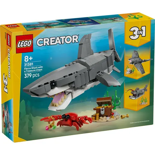 LEGO® Creator 3 in 1 - Rechin feroce cu un cufar de comori 31381, 379 piese