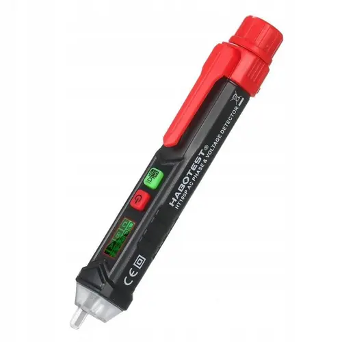 Detector de tensiune si tester faze fara contact Habotest HT100P, NCV, Afisaj LCD, Negru
