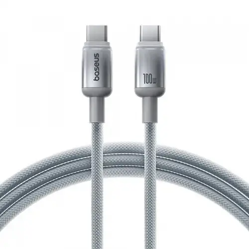 Cablu Date si Incarcare USB-C - USB-C Baseus Discolor E0420701, 100W, 1m, Argintiu