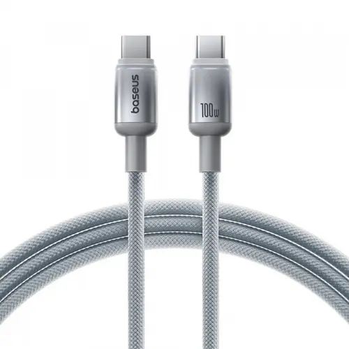 Cablu Date si Incarcare USB-C - USB-C Baseus Discolor E0420701, 100W, 1m, Argintiu