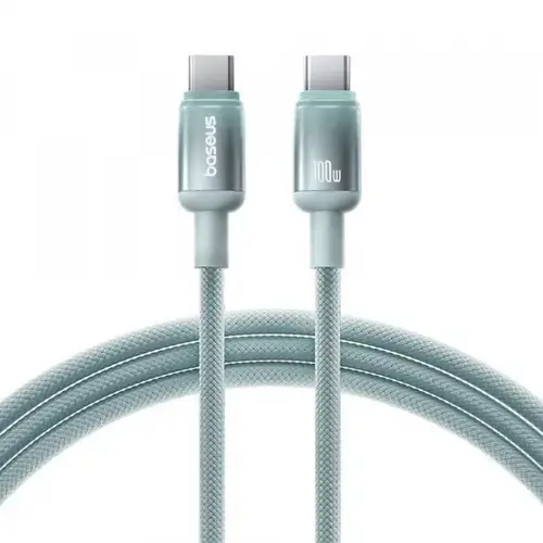 Cablu Date si Incarcare USB-C - USB-C Baseus Discolor E0420702, 100W, 1m, Verde