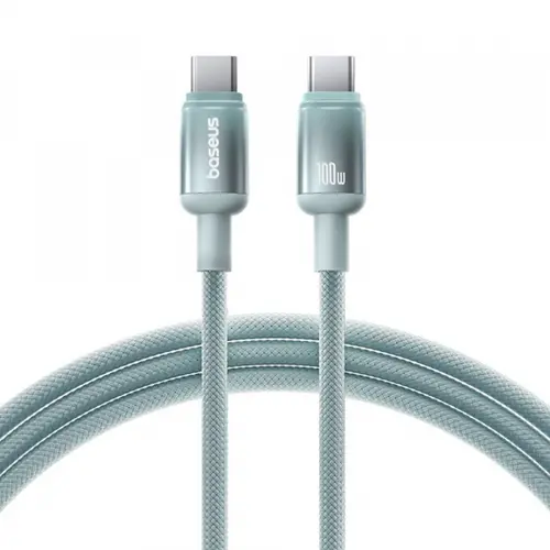 Cablu Date si Incarcare USB-C - USB-C Baseus Discolor E0420703, 100W, 2m, Verde