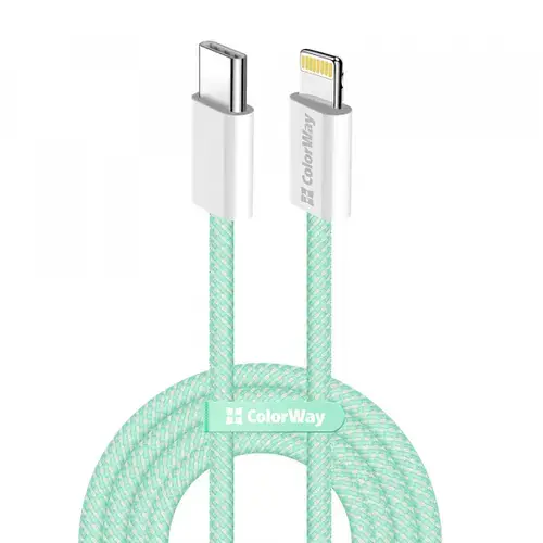 Cablu Date si Incarcare USB-C - Lightning ColorWay CW-CBPDCL061, 27W, 1m, Verde