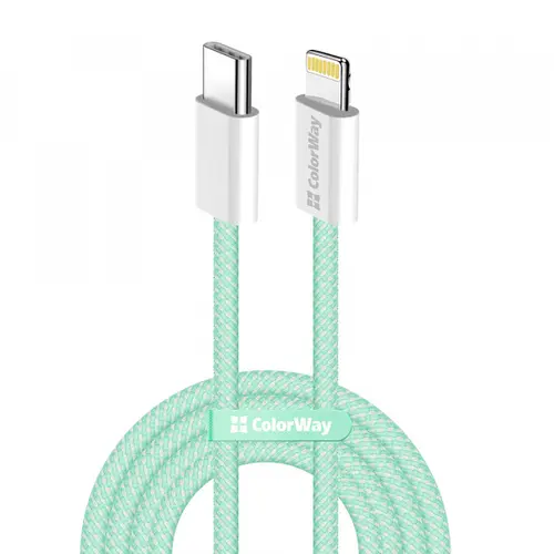 Cablu Date si Incarcare USB-C - Lightning ColorWay CW-CBPDCL061, 27W, 1m, Verde