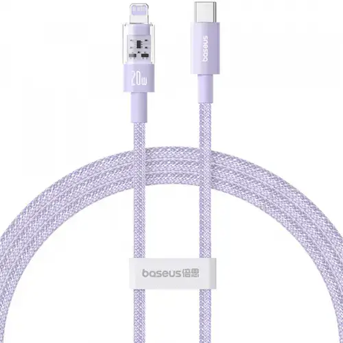 Cablu Date si Incarcare USB-C - Lightning Baseus Gem P10373001511-01, 20W, 2m, Mov