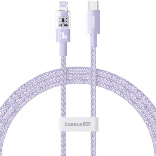 Cablu Date si Incarcare USB-C - Lightning Baseus Gem P10373001511-01, 20W, 2m, Mov