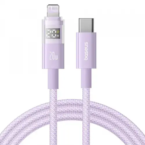 Cablu Date si Incarcare USB-C - Lightning Baseus Display 2 P10382703511-01, 20W, 2m, Mov