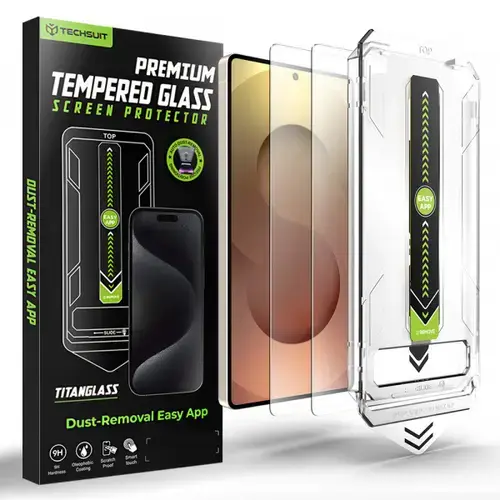 Folie de protectie Ecran Techsuit TitanGlass CrystalHD pentru Samsung Galaxy S26 Ultra, Sticla Securizata, Full Glue, Set 2 bucati